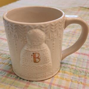 Anthropologie Snowcap Reactive Glazed Monogram B Mug